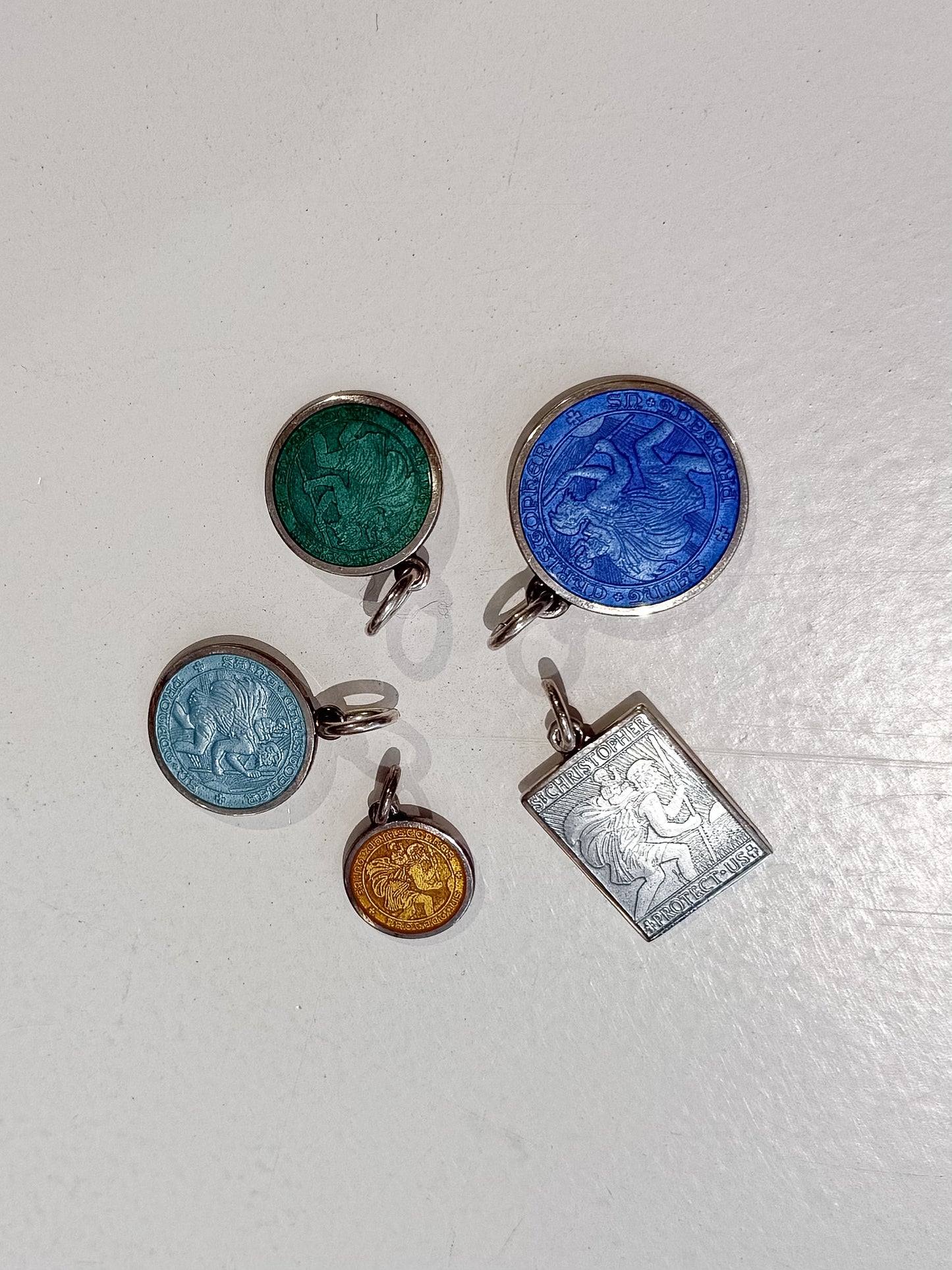 Vintage St. Christopher Sterling Silver Enamel Medal