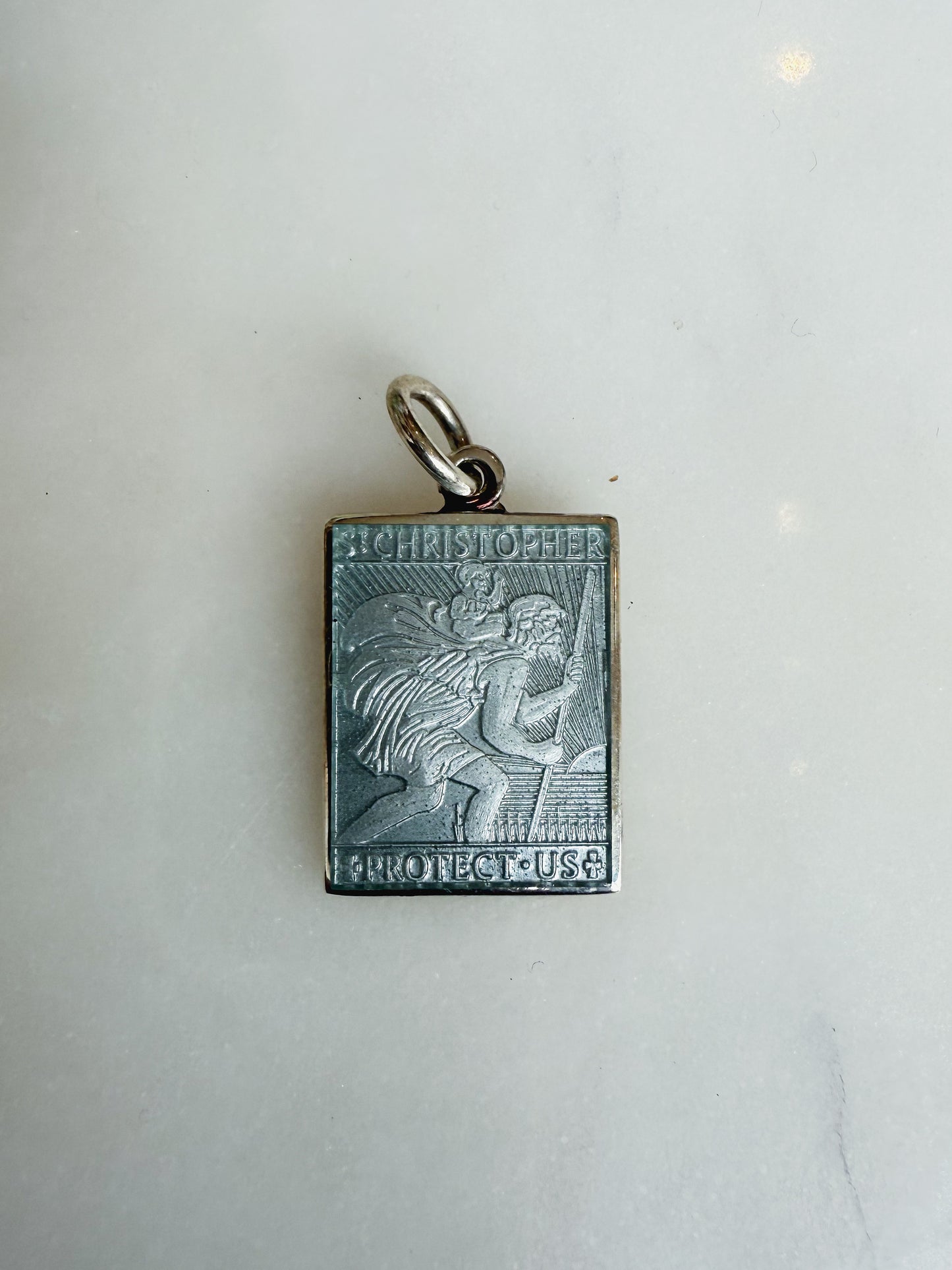 Vintage St. Christopher Sterling Silver Enamel Medal