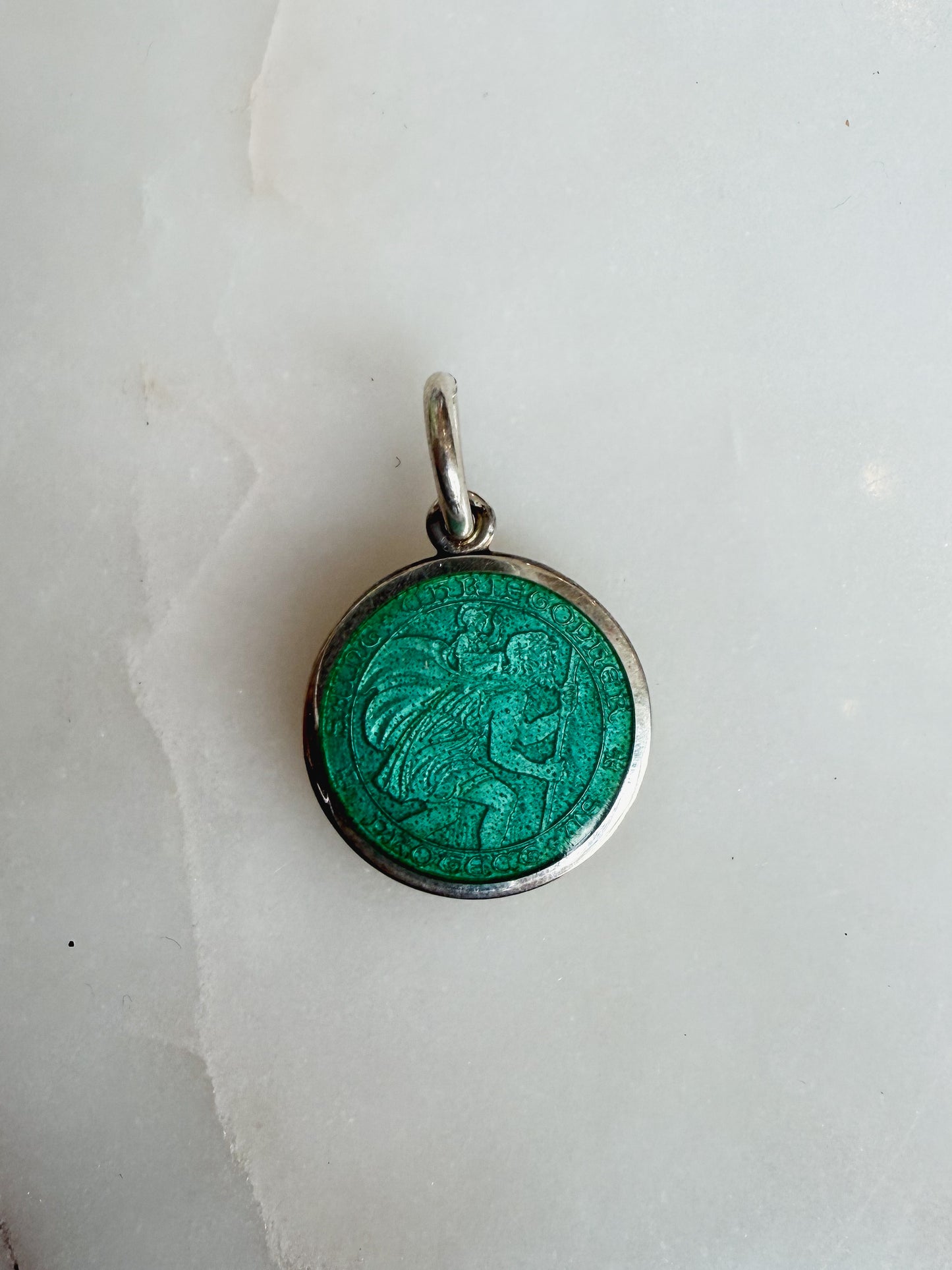 Vintage St. Christopher Sterling Silver Enamel Medal