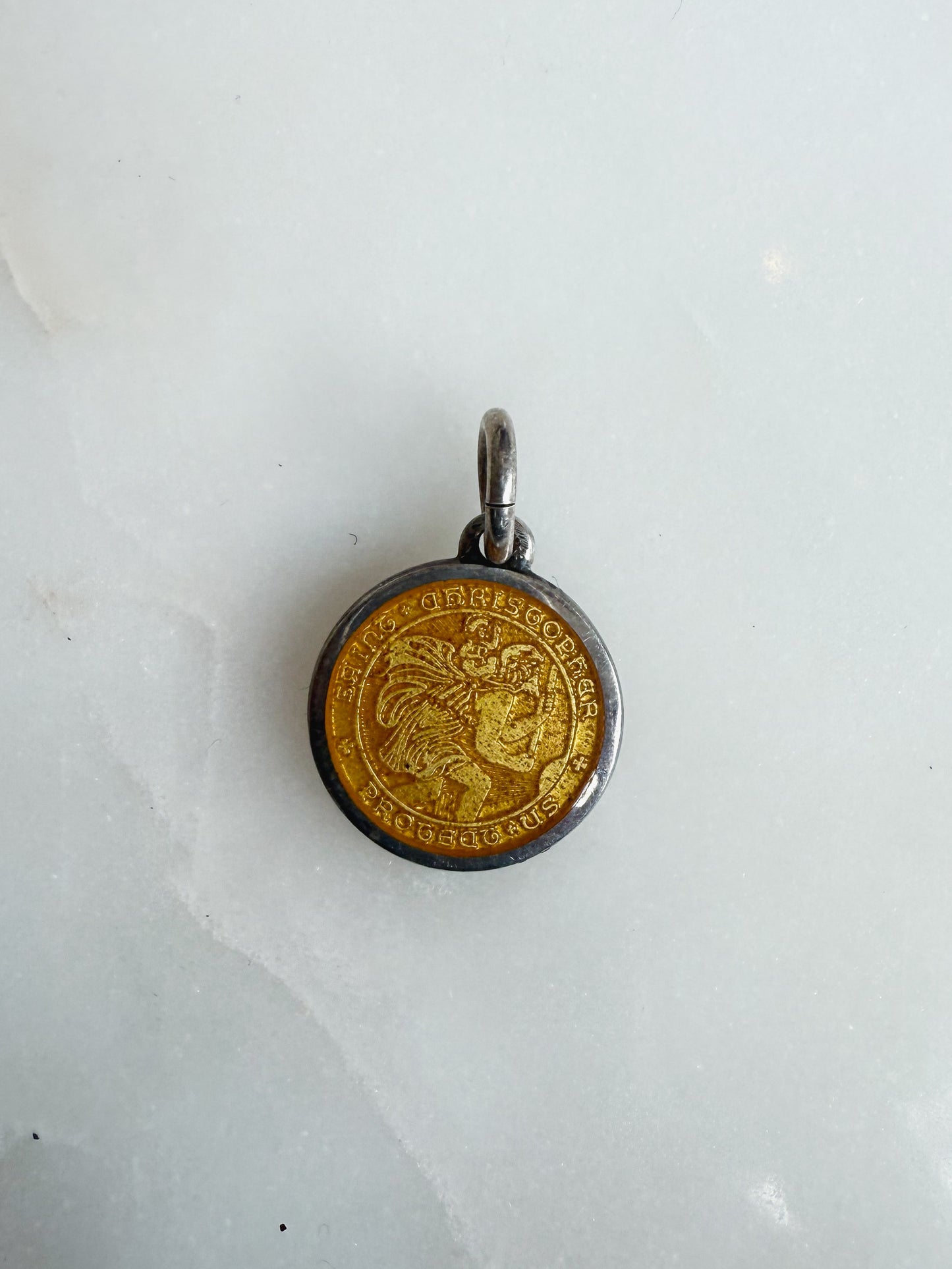 Vintage St. Christopher Sterling Silver Enamel Medal