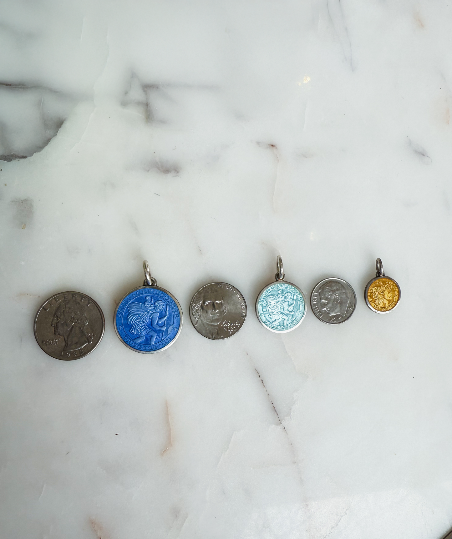 Vintage St. Christopher Sterling Silver Enamel Medal
