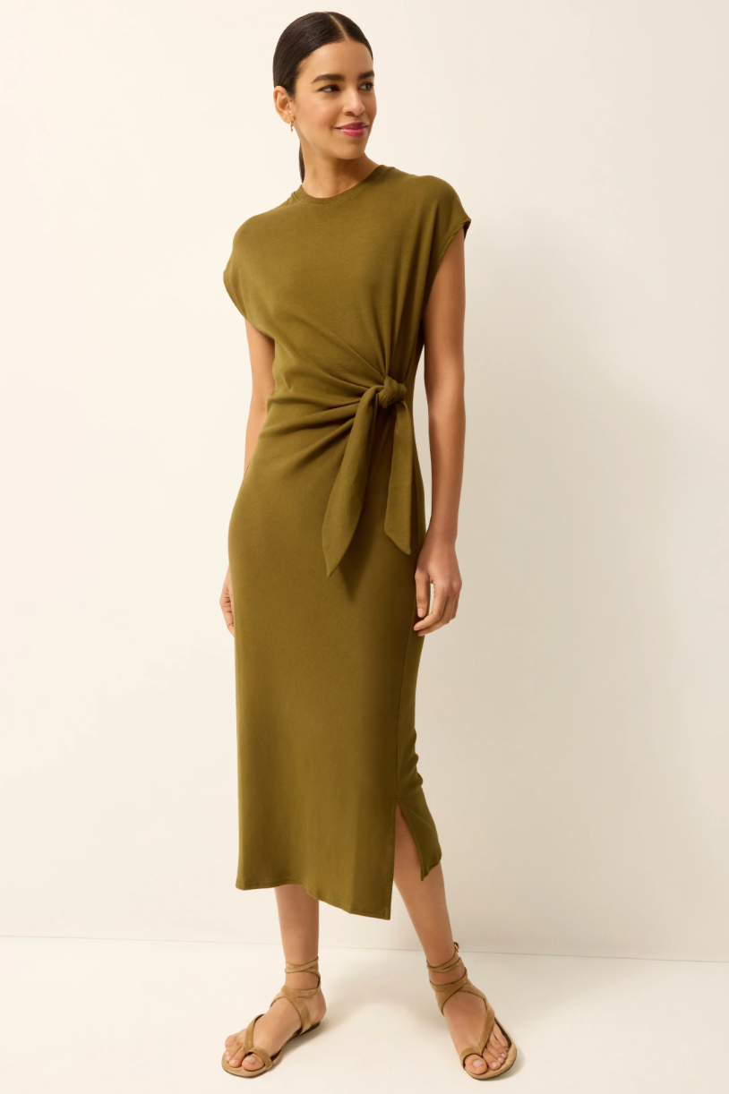 Marie Oliver Elowyn Tie Waist Dress - Juniper Green