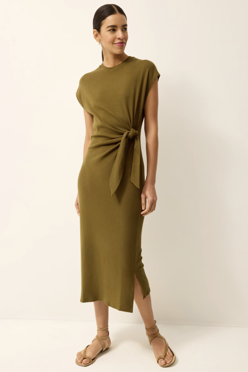 Marie Oliver Elowyn Tie Waist Dress - Juniper Green