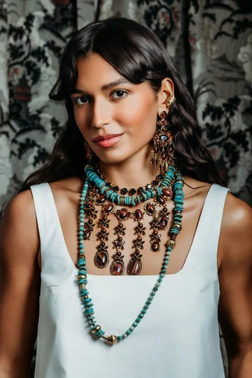 Reece Necklace | Long Turquoise Magnesite Beaded Necklace