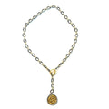 Mixed Metal Coin Drop Necklace