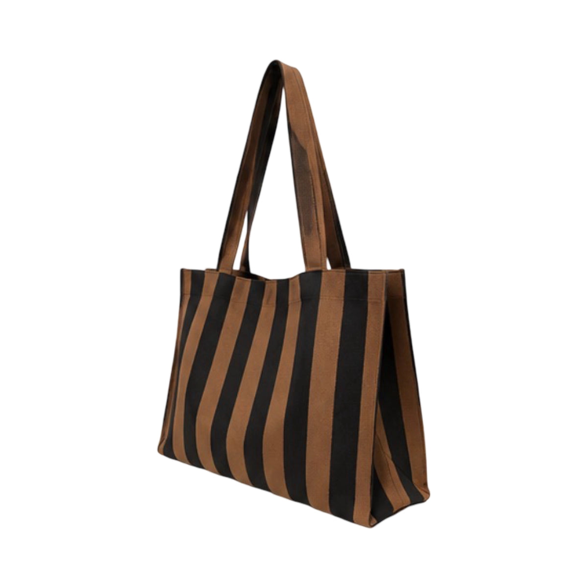 black and brown large stripe tote bag 