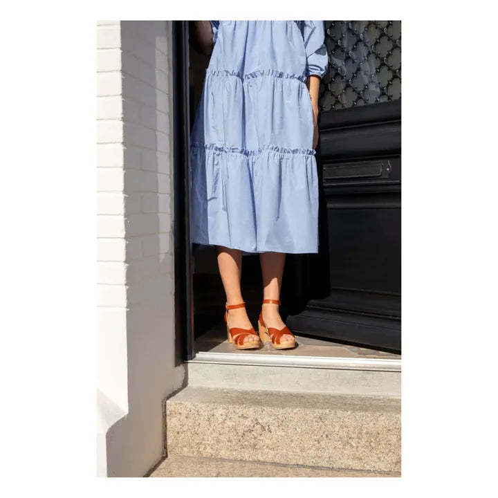 YBiza You You Tan Leather Strappy Clogs