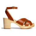 YBiza You You Tan Leather Strappy Clogs