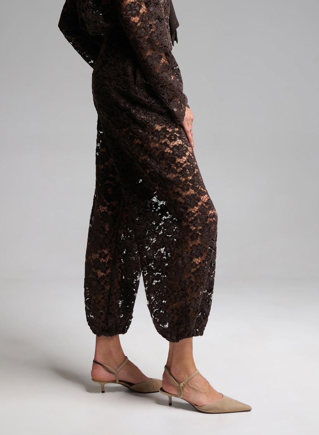Opaline Brown Lace Balloon Pant