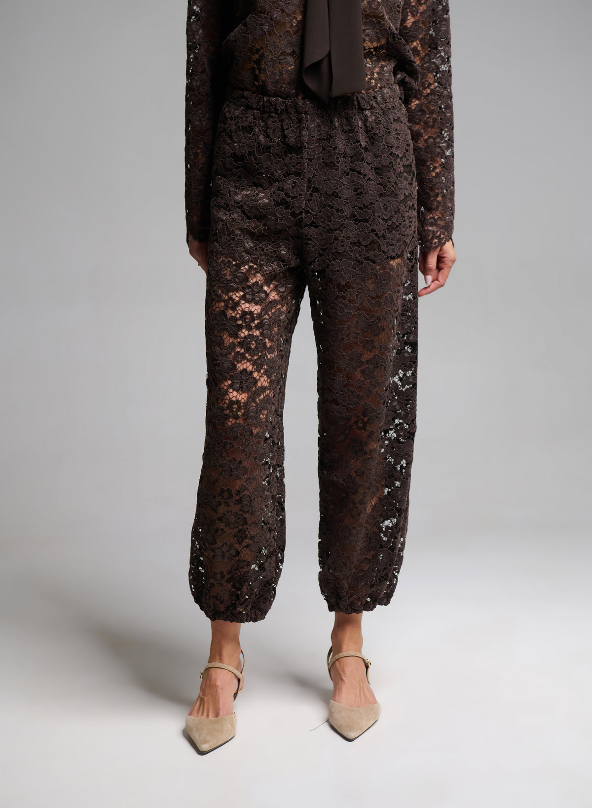 Opaline Brown Lace Balloon Pant