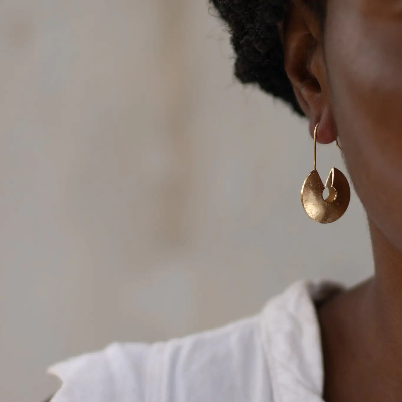 Drop Hoop Recycled  Brass Gold-Plated
