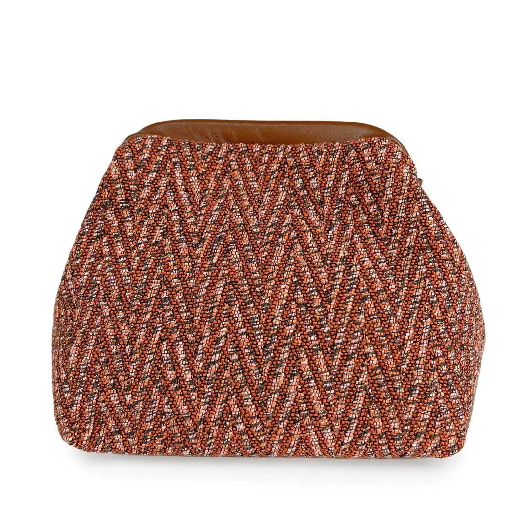 Fabric and Leather Clutch