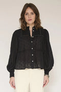 Canola Blouse | Delicate Sheer Long Sleeve Polka Dot Blouse