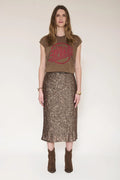 Juan Skirt | Bronze Sequin Straight Silhouette Midi Skirt