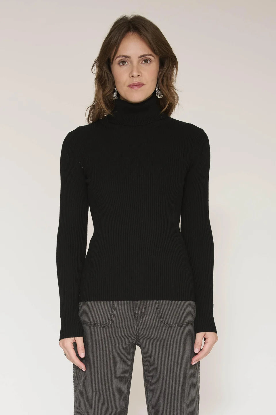Klark Sweater| Black turtle neck ribbed sweater