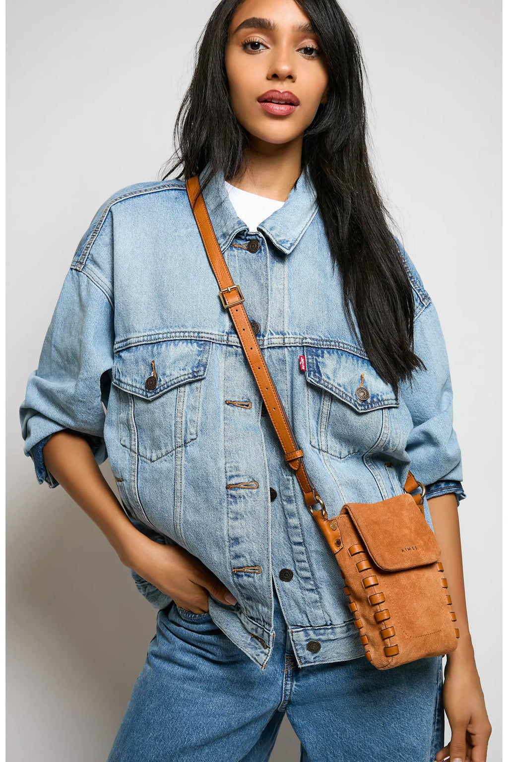 Zen Crossbody Phone Caramel Suede