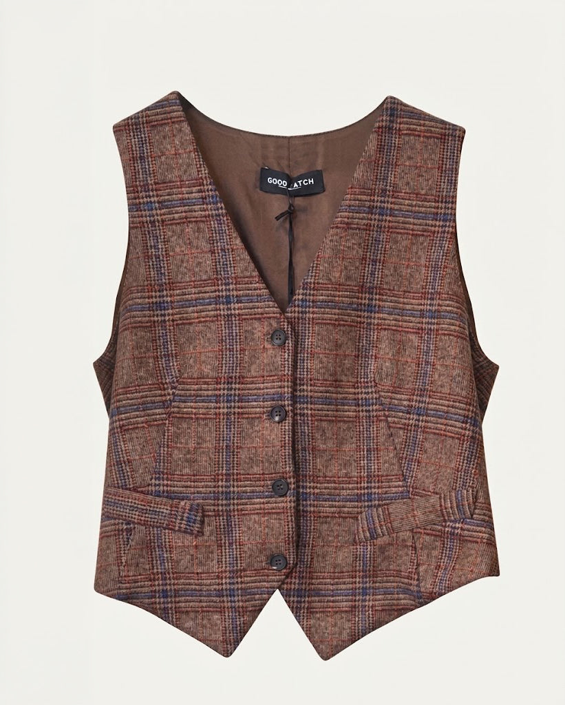 Tartan Rust Flannel Stretch Vest