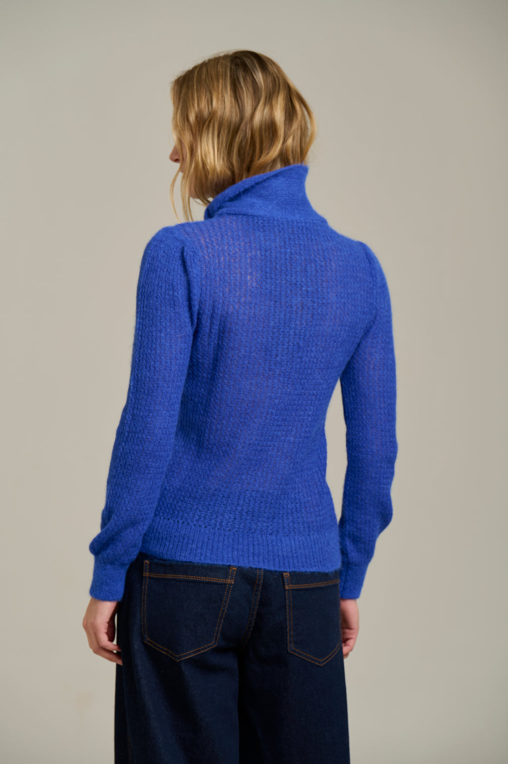 Handknit Tie-Neck Sweater
