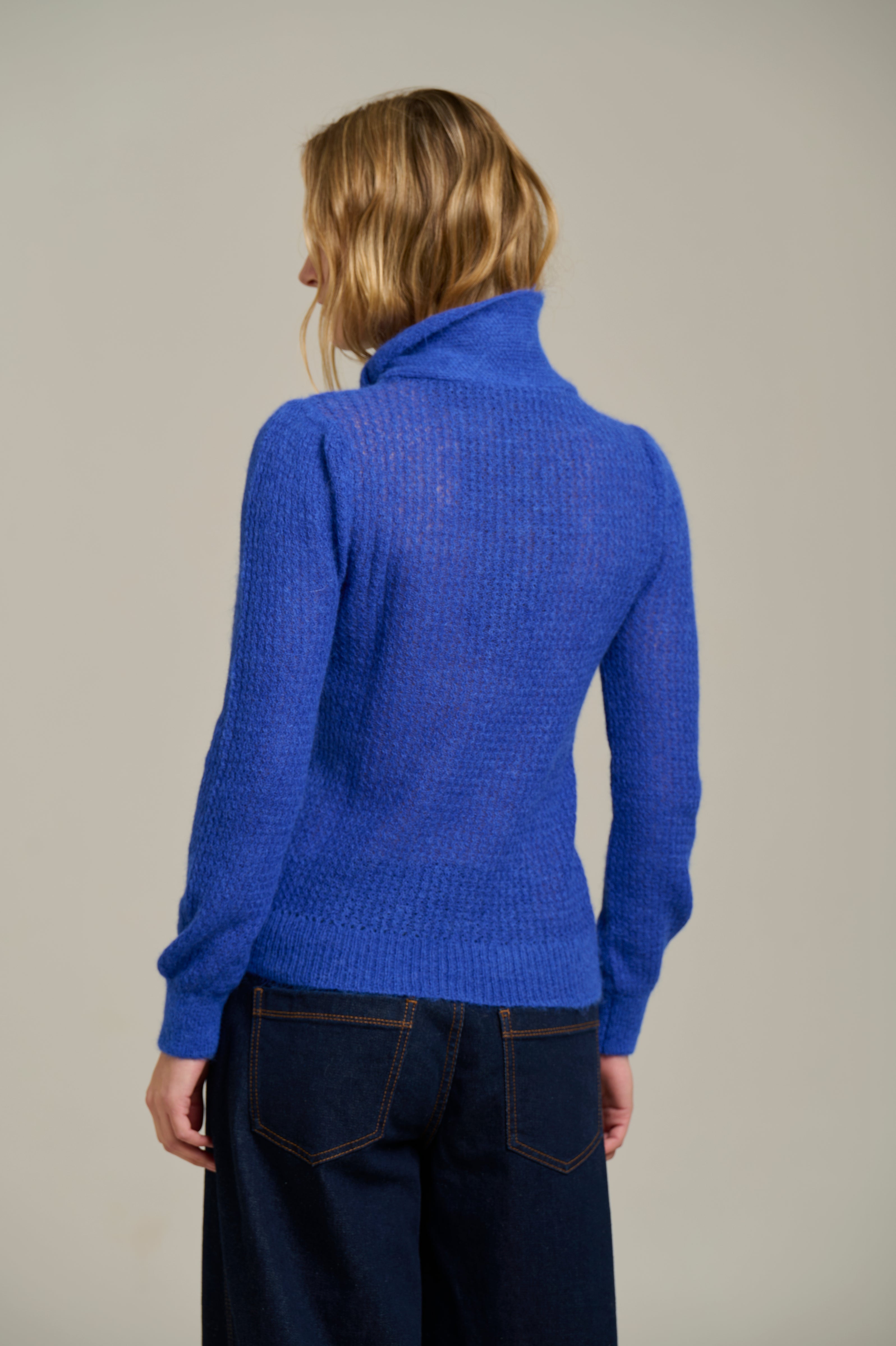 Handknit Tie-Neck Sweater