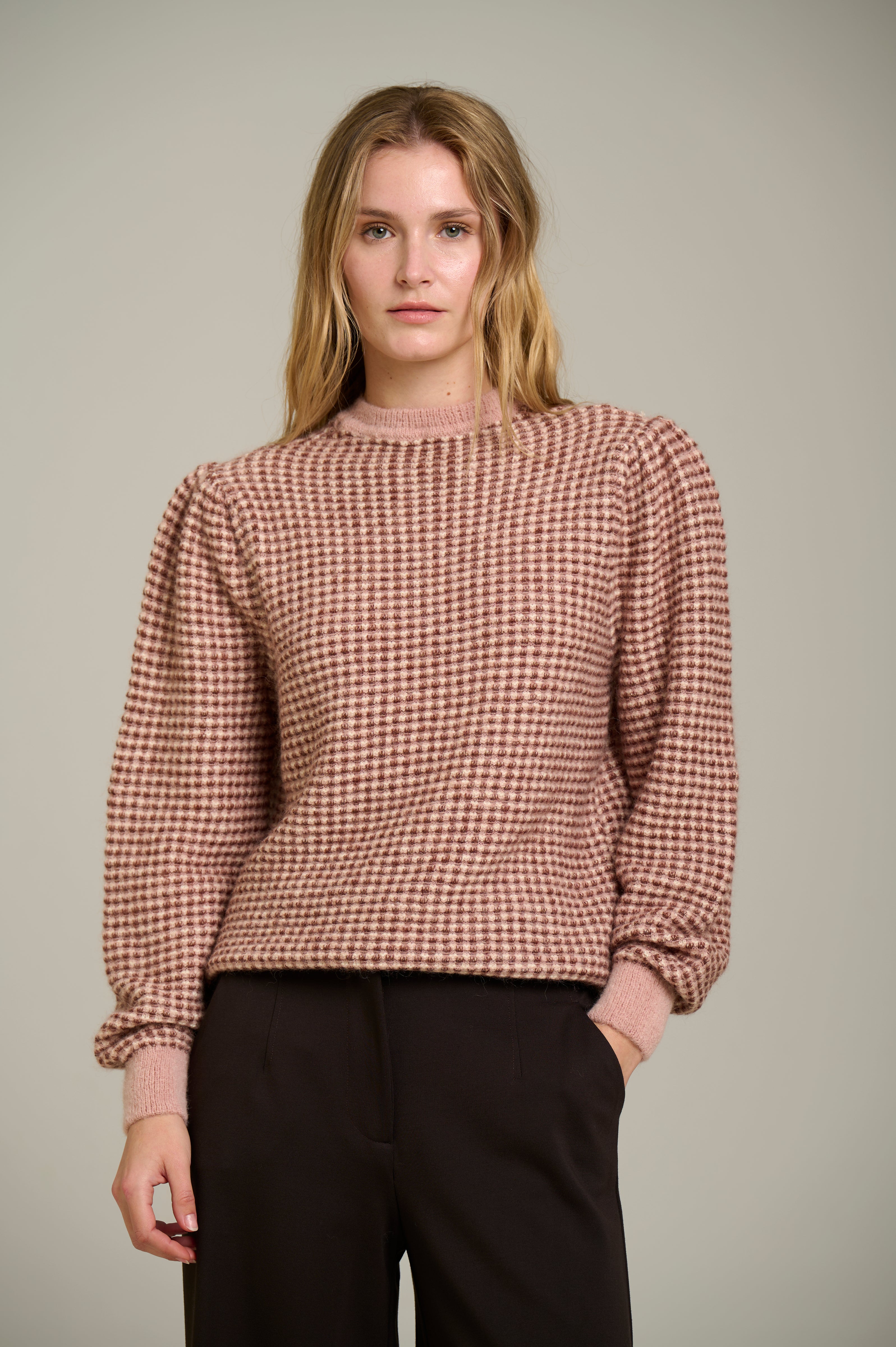 Mocha and Blush Patterned Sweater