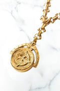 Shavon Necklace | Gold Etched Floral Charm Necklace