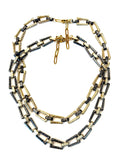 Rectangle Links Gunmetal Gold Necklace