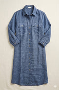 Cotton Linen Button Down Shirt Dress | Long Button Down Top for Layering