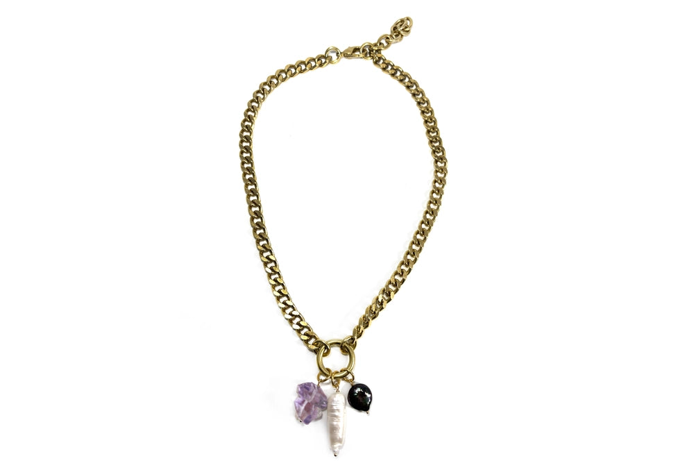 Brazilian Amethyst and Pearl Necklace