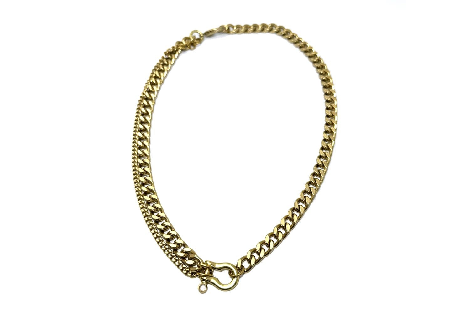 Duo Shackle Brass Gold Chain Bracelet