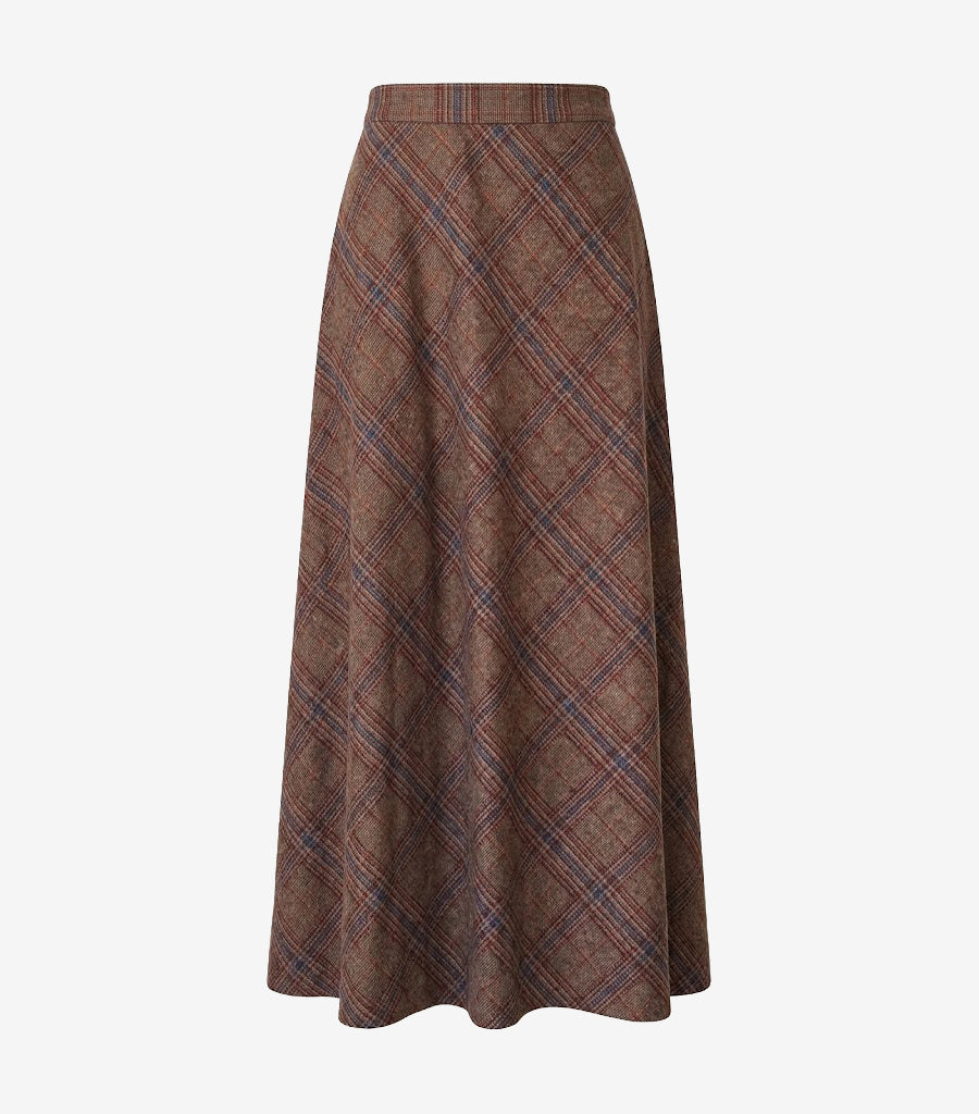 Tartan Rust Flannel Stretch Skirt