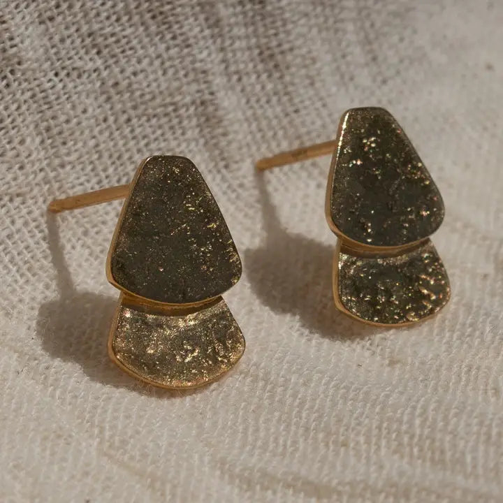 Pamooza Recyled Brass Gold Plated Post Earring