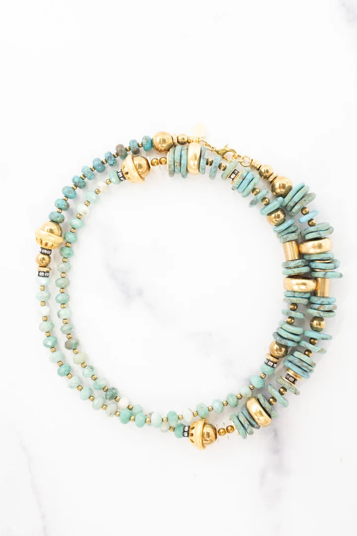 Reece Necklace | Long Turquoise Magnesite Beaded Necklace