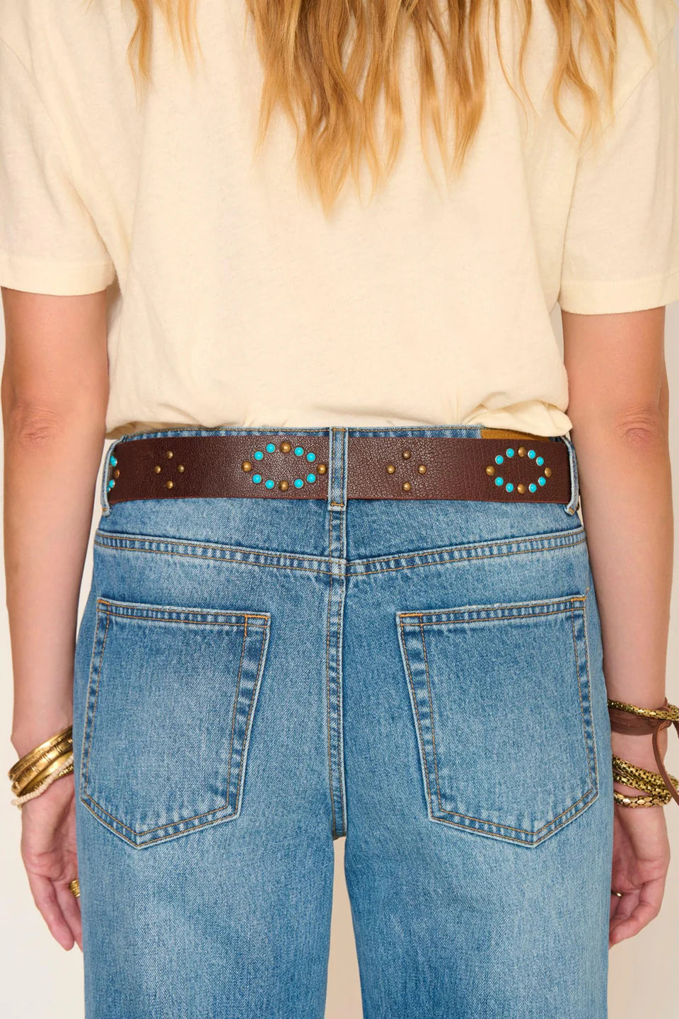 Leather Brass/Turquoise Belt