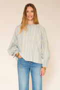 Hatice Blue Stripe Button Up