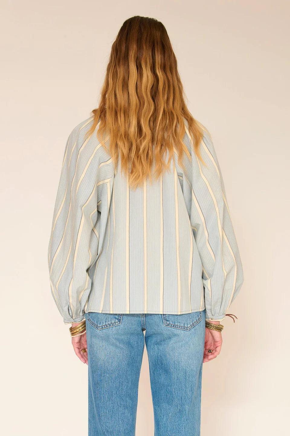 Hatice Blue Stripe Button Up