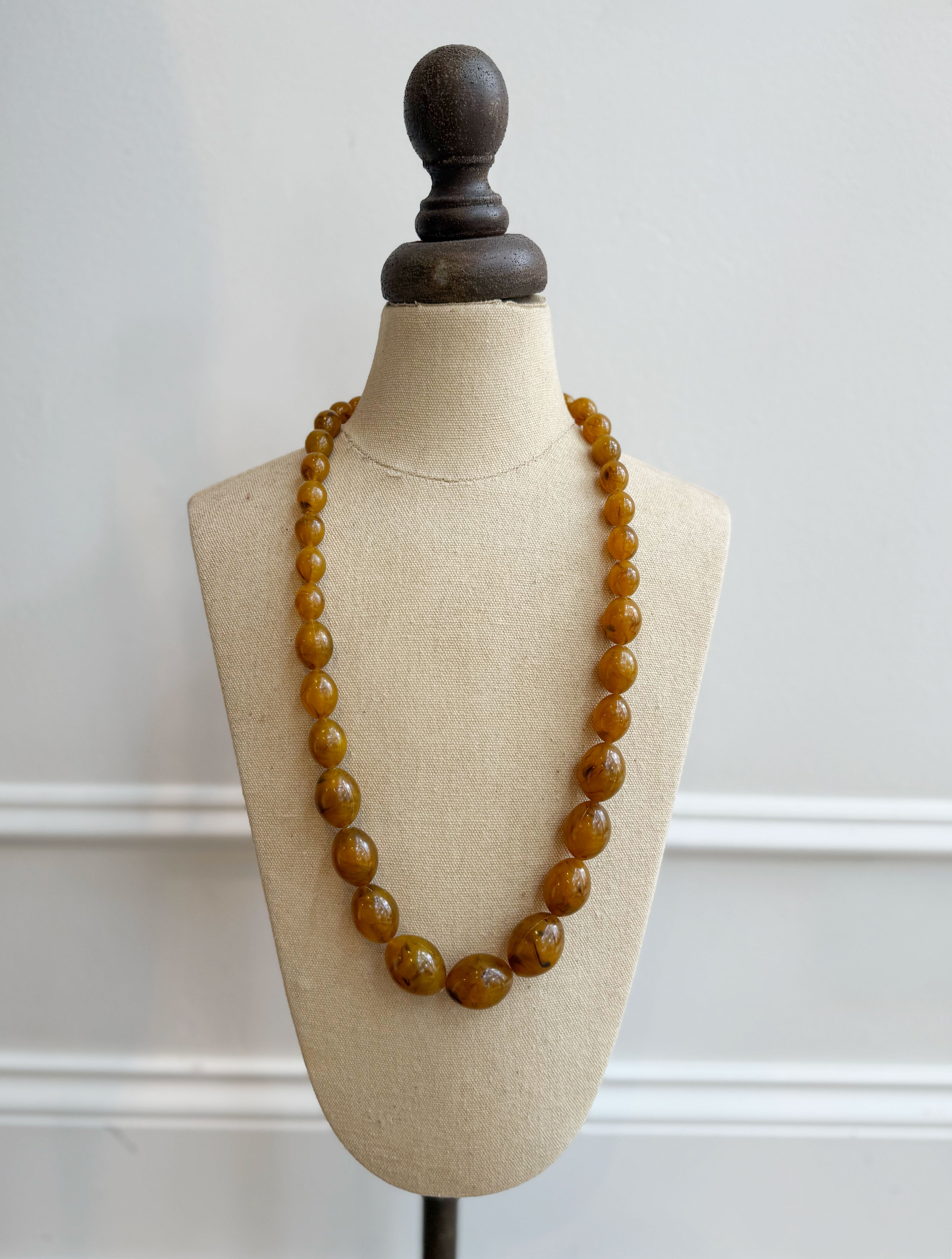Vintage Amber Plastic Beaded Necklace