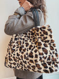 Fur Lined Leopard Print Bag