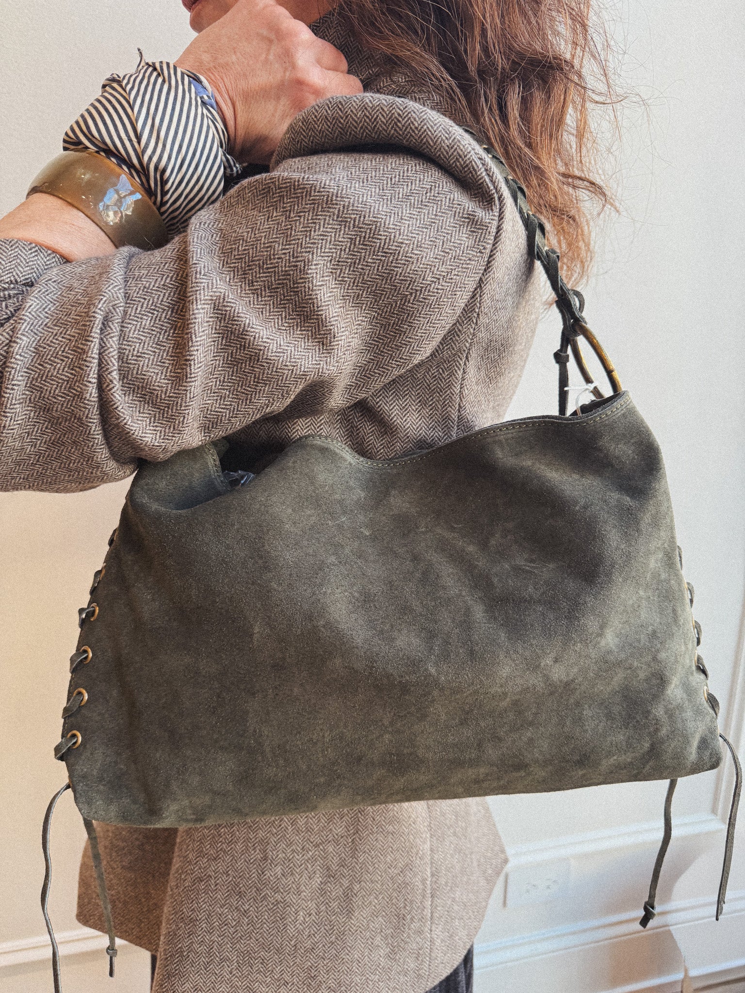 Suede Leather Lacel - Olive