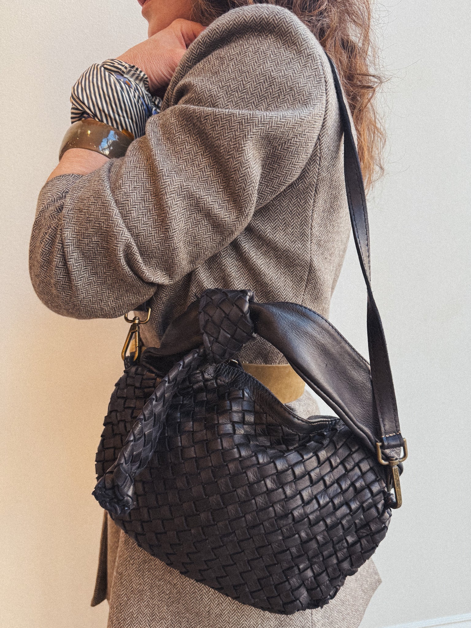 Sylvie Washed Leather Shoulder Bag