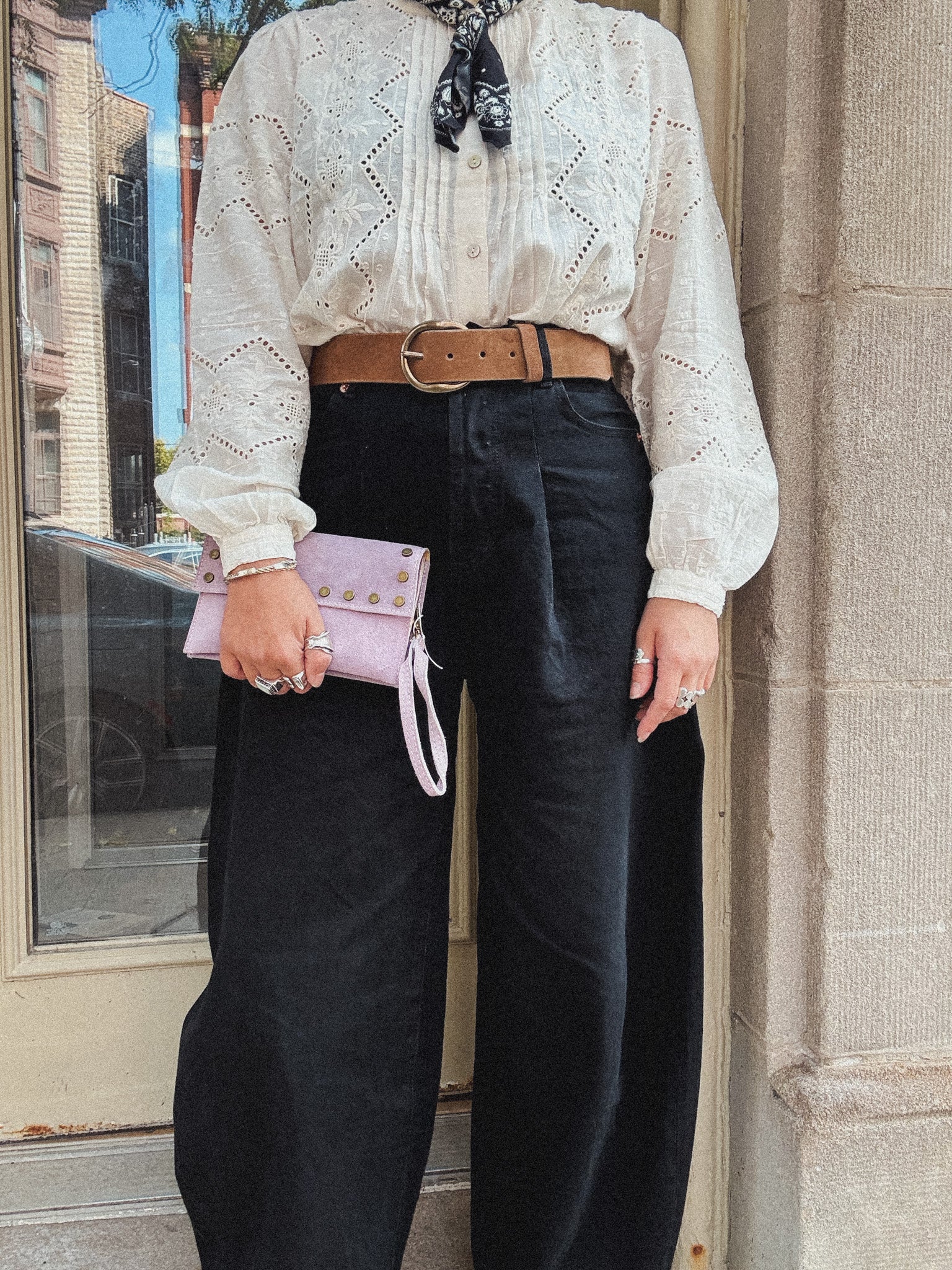 Small Suede Clutch and Chain Strap