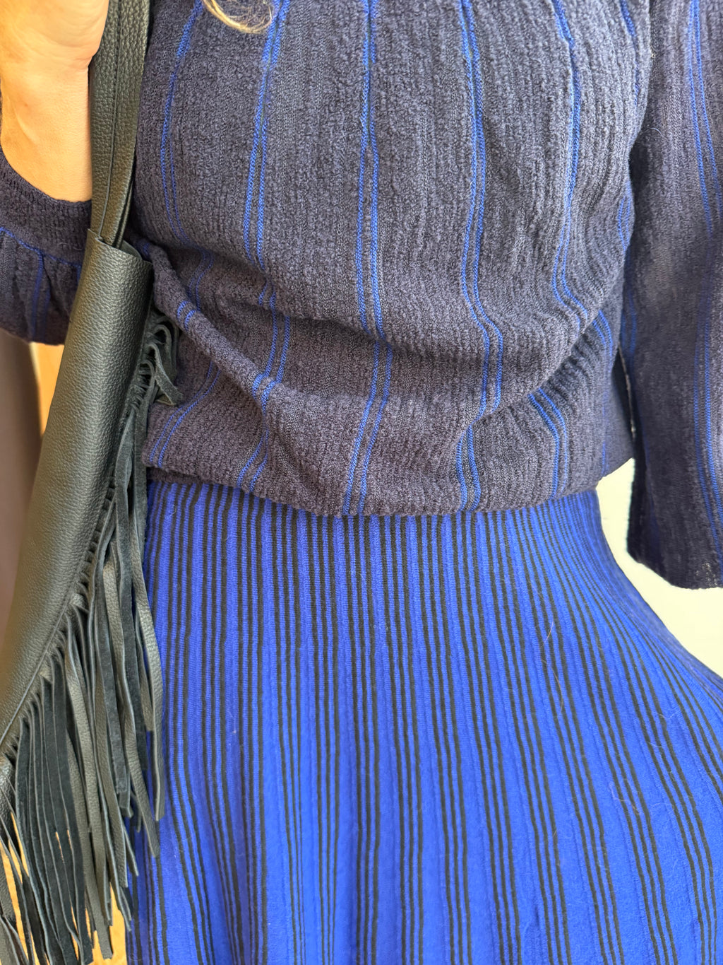 Cobalt Blue A-line Knit Maxi Skirt