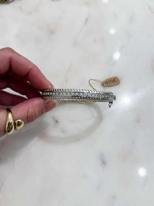 VBO Paris Drop | Vintage Silver Paved Outline Bangle