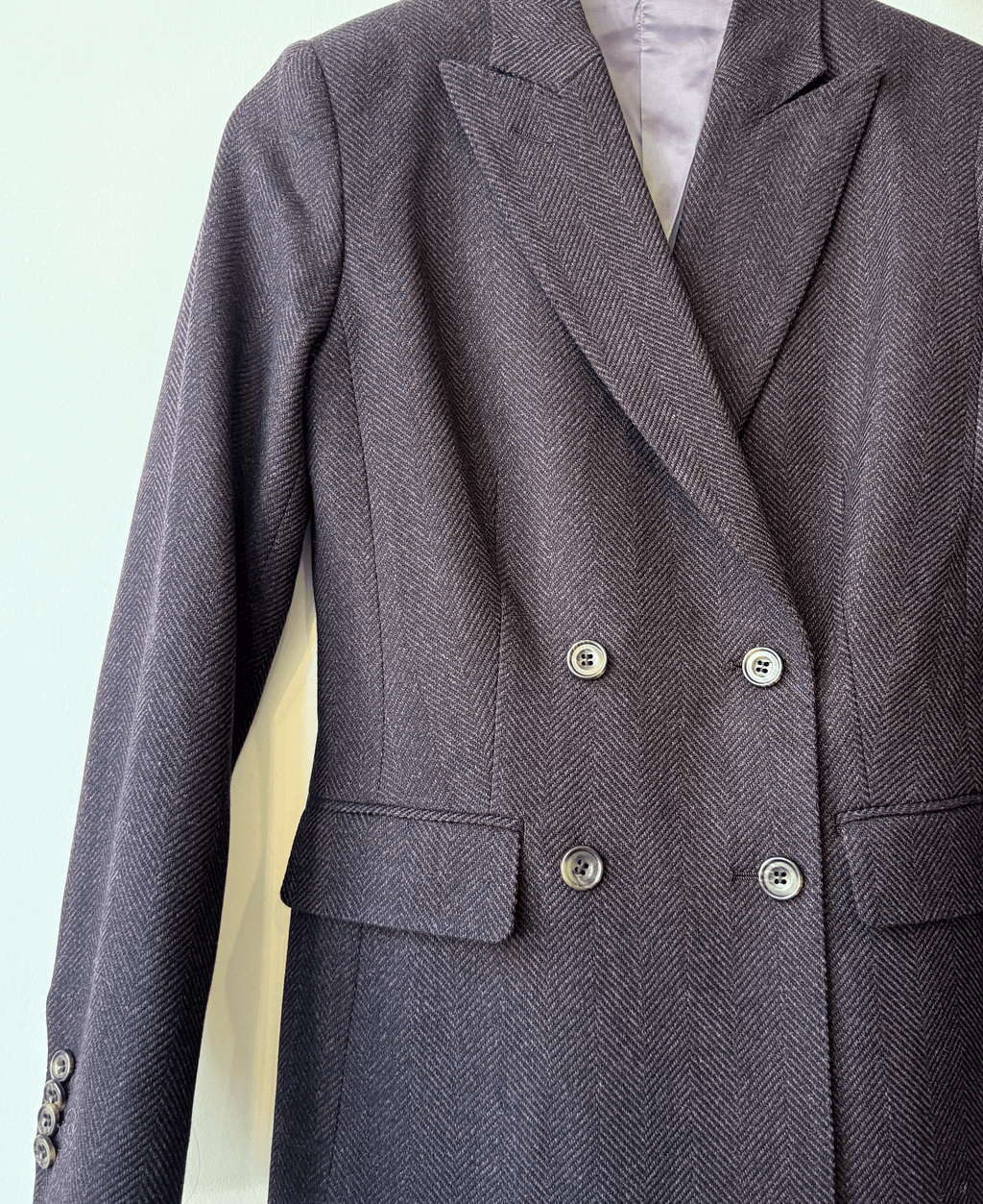 Wool & Cashmere Plum Herringbone Blazer Jacket