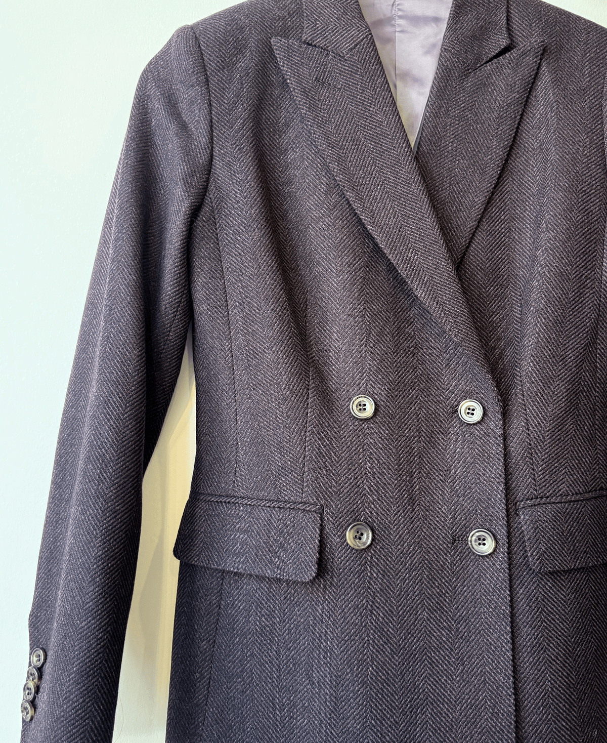 Wool & Cashmere Plum Herringbone Blazer Jacket