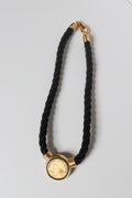 Vintage Black Rope Coin Necklace