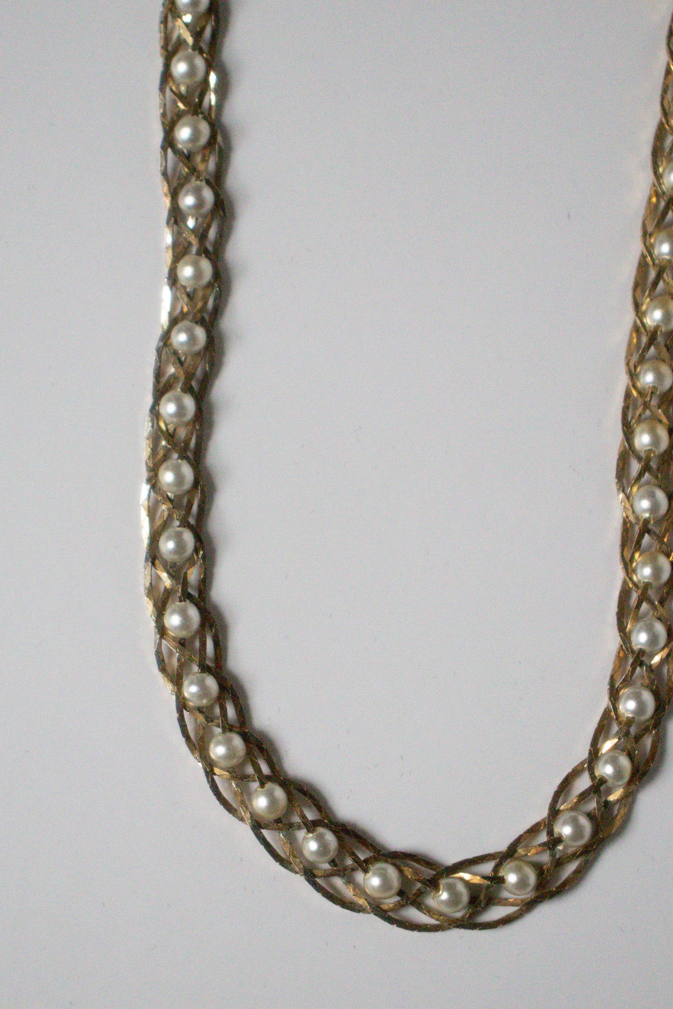 Vintage Faux Pearl Chain Necklace