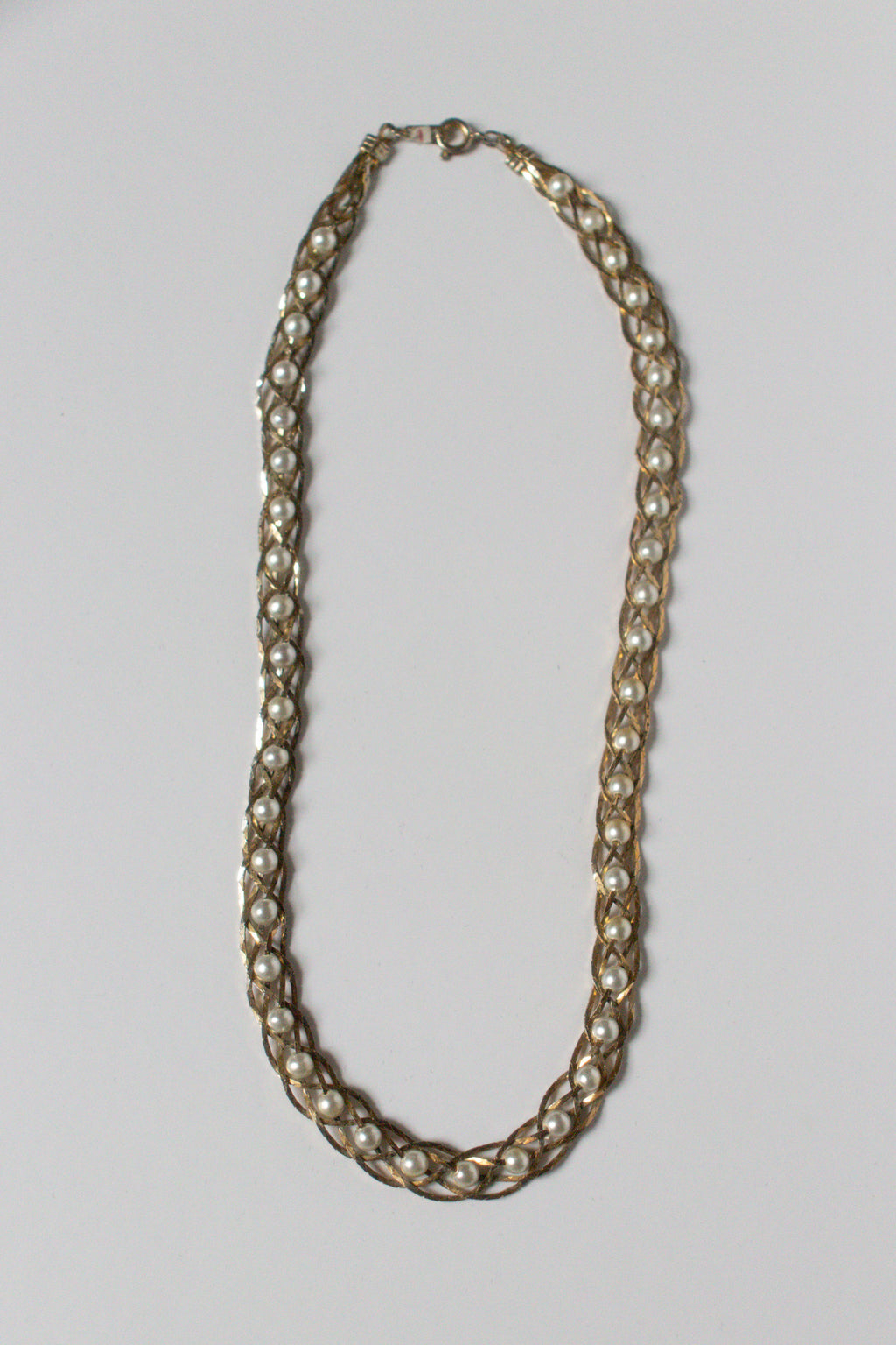 Vintage Faux Pearl Chain Necklace