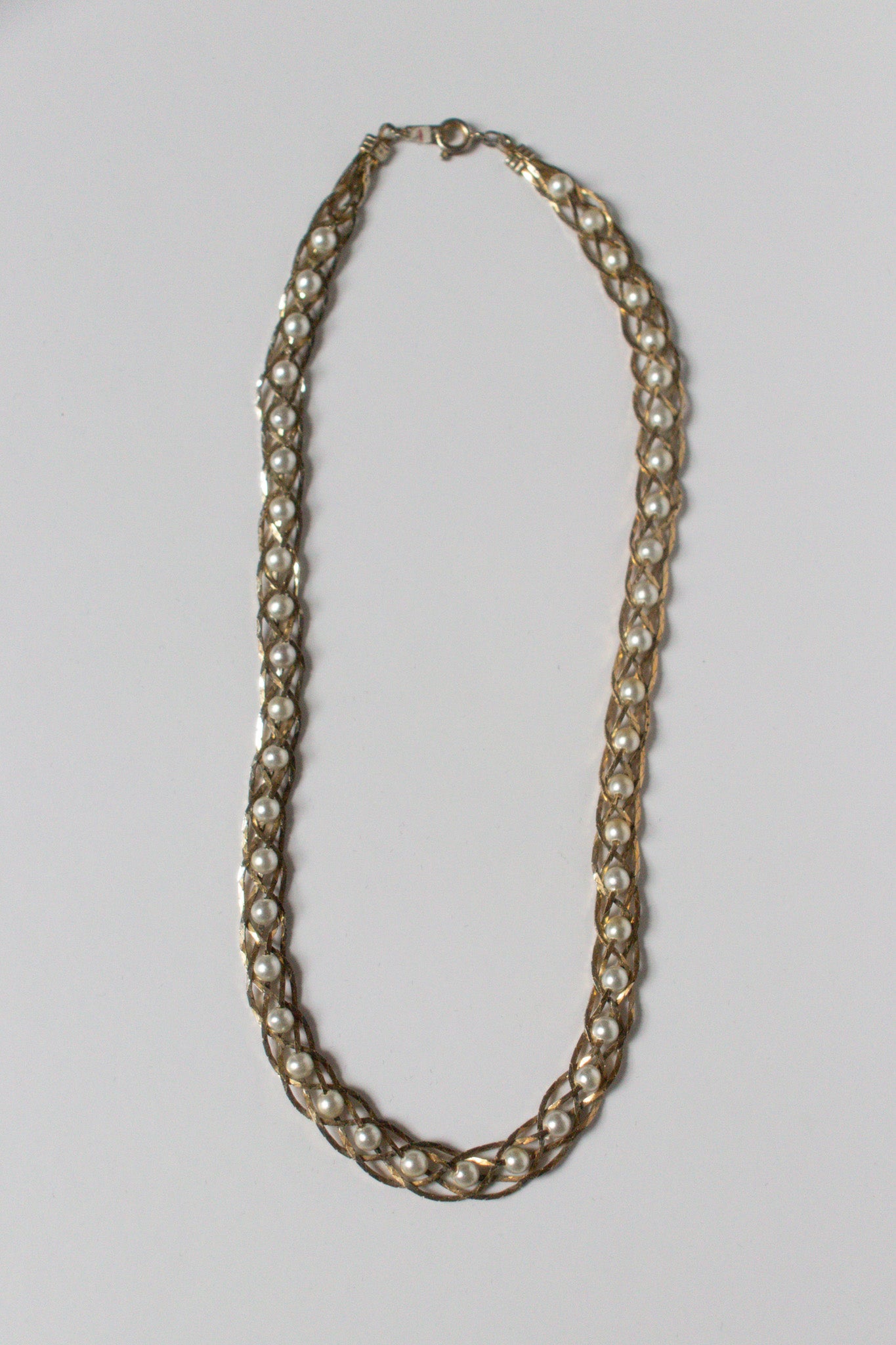 Vintage Faux Pearl Chain Necklace