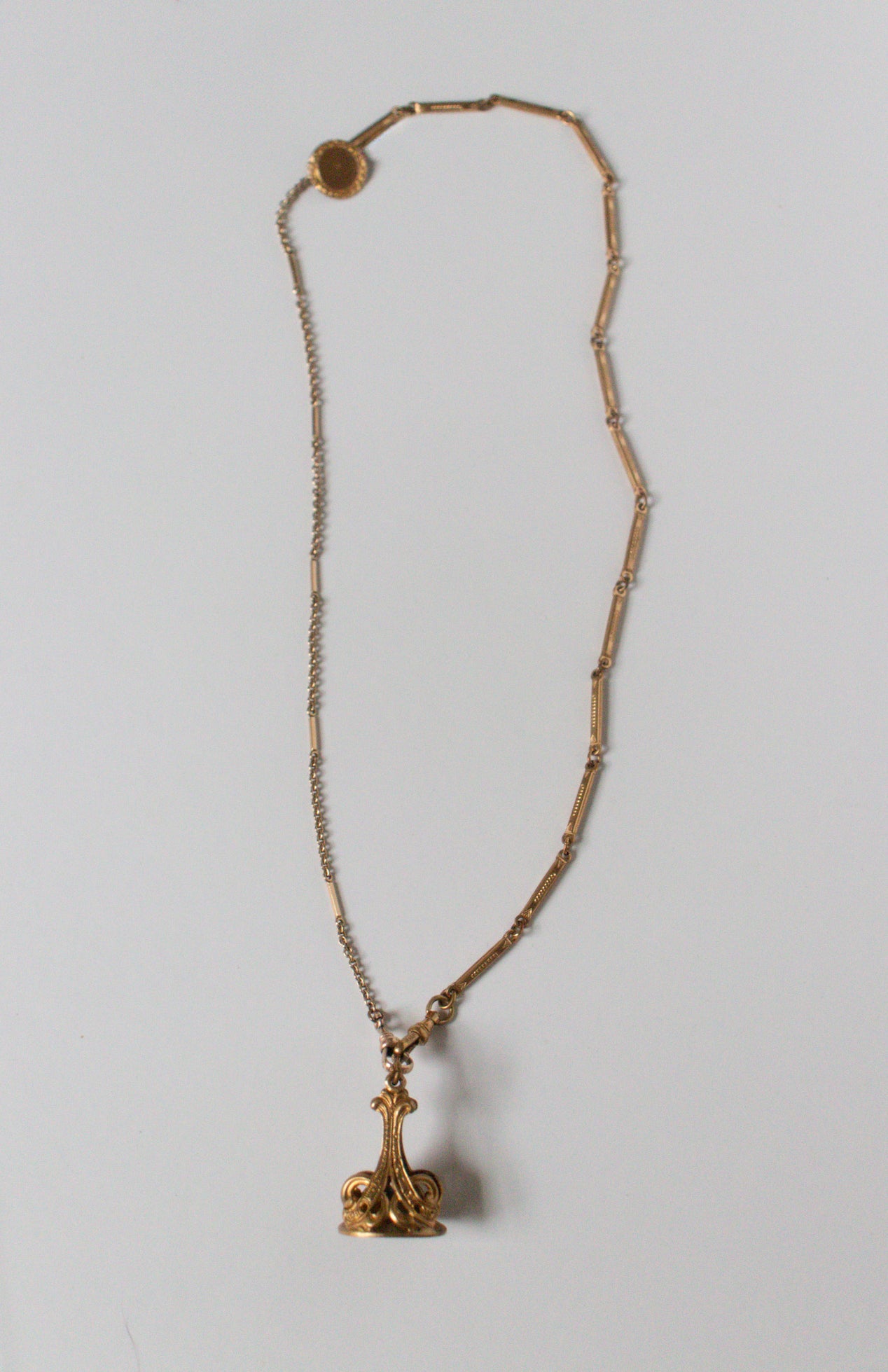 vintage long chain key fob necklace