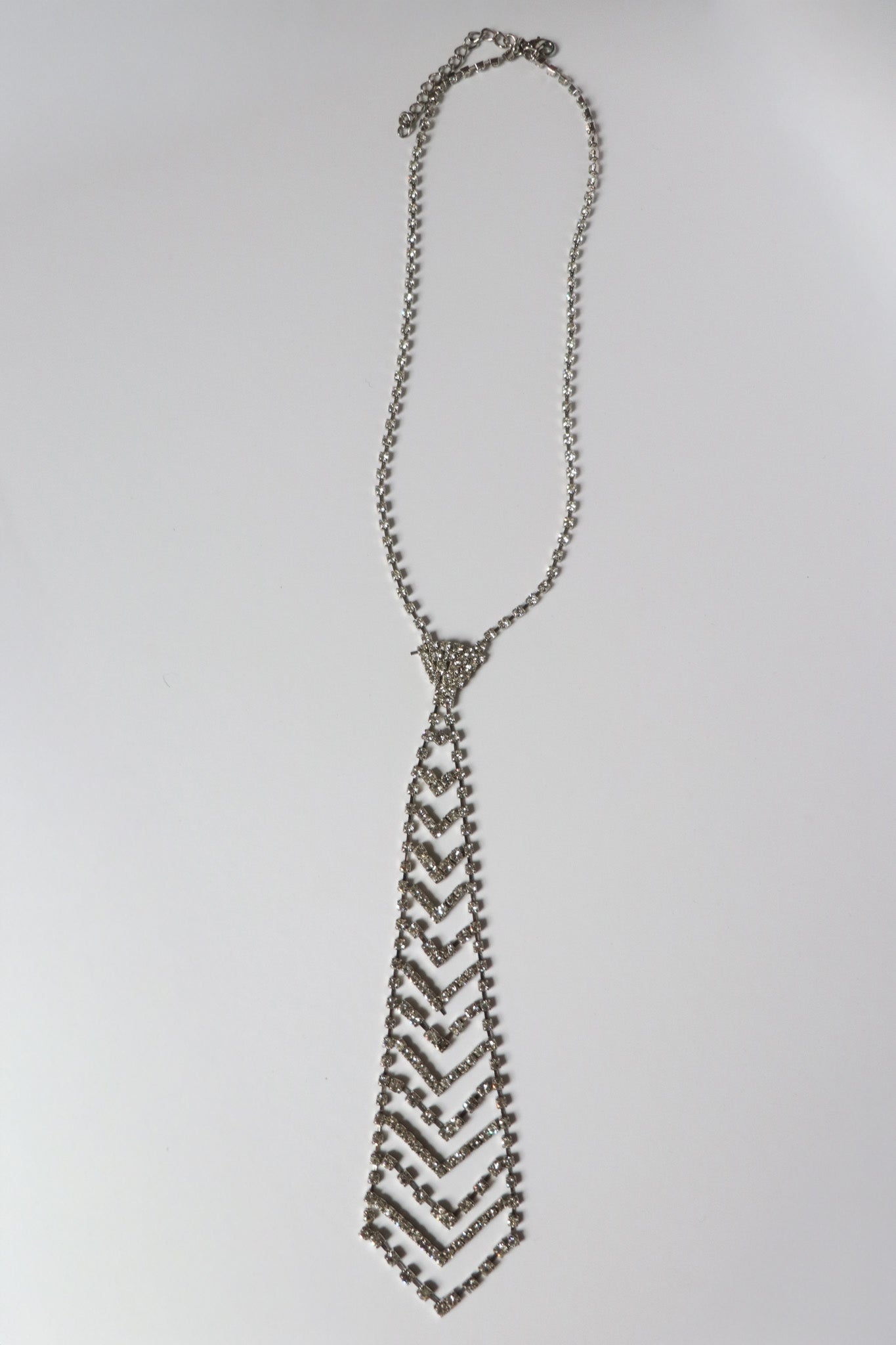 Vintage Rhinestone Tie Necklace